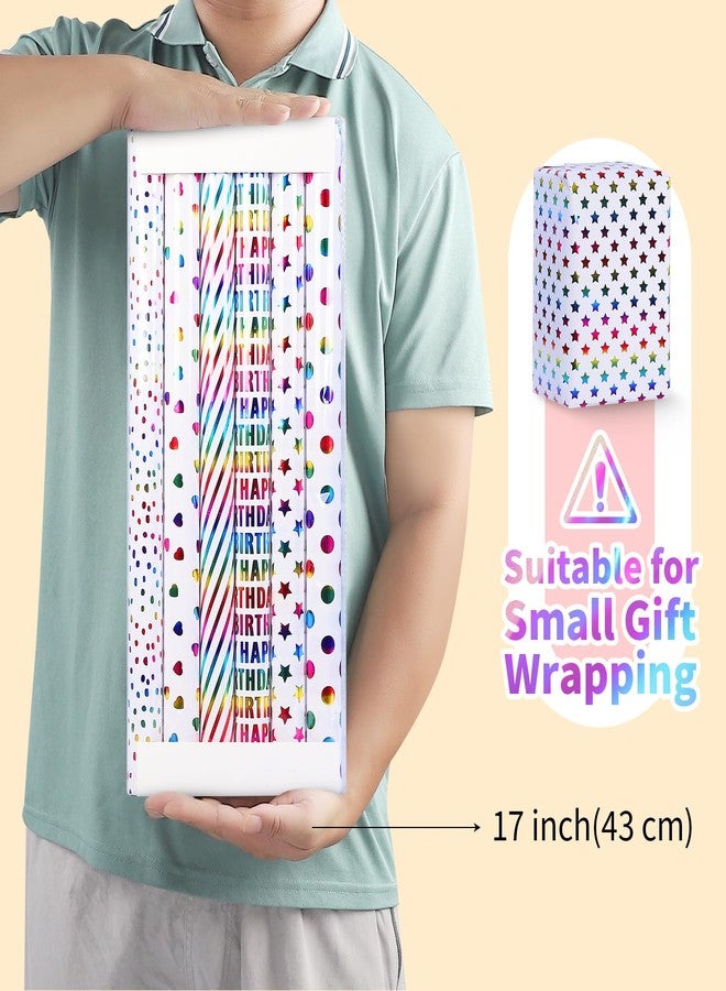 BeadRiver Gift Wrapping Paper 6 PCS Mini Rolls Colorful Printed Design Small Gifts for Birthday Party Holiday Christmas 17 inch x 120 inch - Image 2